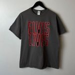 Elvis Lives T Shirt Vintage Y2K Gray Large L King of Rock and Roll Graphic Tee Photo 11