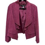 Ashley Stewart Plum Purple Faux Suede Drape Open Front Jacket Sz 16 Wo… Photo 0