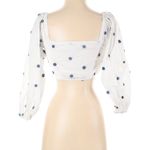 Farm Rio  flower embroidered White Crop Top Small Photo 7