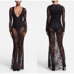 SKIMS  Dress Small Black Lace Ultra Fine Lace Plunge V Neckline Long Sleeve Gown Photo 11