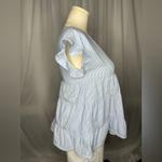 Andree by Unit Blue White Pinstripe Tiered Babydoll Top Size M (1122) Photo 4