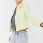 Urban Outfitters Xander Cropped Pale Neon Yellow Vegan Leather Jacket Photo 3