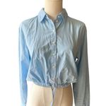 J.Crew  - NWT Cropped Fitted Waist Button Down Stripped Shirt Blouse Sz Xs Photo 3