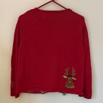 Tiara International Christmas Reindeer Red Knit Zippered Cardigan estimated size Medium Photo 11