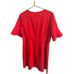 Loft Ann Taylor  Coral Sheath Ruffle Sleeve Midi Dress Sz 14 Career Church Modest Photo 4