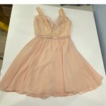 Mori Lee Lace Bodice Dress Chiffon Party Cocktail Pastel Pink Blush Sleeveless 6 Photo 10