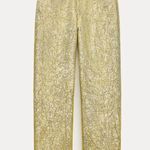 ZARA SHINY MID WAIST PANTS STRAIGHT LEG ZW COLLECTION Gold Size S NEW Photo 11