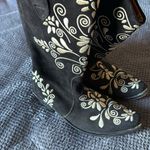 Agave Sky Black Leather Pointed Toe Embroidered Western Boots Size 5 Cowboy Heel Photo 3