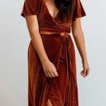 Baltic Born  Andi Dress in Ribbed Copper Velvet Striped Wrap Dress Photo 0