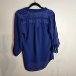 Wishful park  Y2K Boho Embroidered Navy Blue High Low Hem Blouse Photo 1