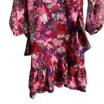 Tanya Taylor  Sasha Pink Floral Puff-Sleeve A-Line Wrap Mini Party Dress Size 4 Photo 10