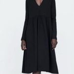 ZARA  Women Black Small Smock V Neck Baby‎ Doll Dress Photo 0