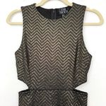 Moon Collection New The Moon Metallic Chevron Cut Out Side Mini Dress Gold Black Photo 4