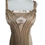 Leo Guy Size M Color Tan Sleeveless evening Top Intricate Silver Rhine Stone Size M Photo 2