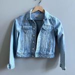 Tractr Jean Jacket Cropped Denim Size Medium Light Blue Wash Blue Photo 2