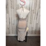 Forever 21  Beige Ruched Halter Maxi Dress • Cutout Front • Bodycon Sexy Evening Photo 5