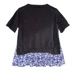 Kate Spade Broome Street Black Blue Ditsy Floral Peplum Sweater Top Womens Large Photo 3
