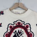 Vintage York Fair For Seiferts Womens Sweater Small White Floral Pattern Cottage Photo 4