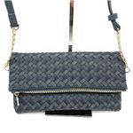 Sole Society Woven Flap Crossbody Bag Clutch Navy Blue Boho Minimalist Neutral Photo 4