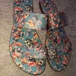 Joie a la Plage Women's US Size 6 EUR 36 Sandals Slides Floral Leather Italy Photo 9