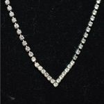 Source Unknown Vintage Tennis V Shape Rhinestone Silver Tone Metal Bridal Choker Necklace Photo 1