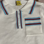 Daisy Med Stretch Knit Crop Top Ivory Short Sleeve Collar NEW I0187 Photo 0