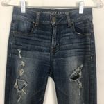 American Eagle  Mid Rise Distressed Dark Wash Jeans 0R Photo 1