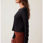 Athleta Black All Around Ruched Stretchy Long Sleeve Boat Neck Pullover Top Sz S Photo 7