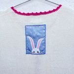 Vintage Patchwork Bunnies Rabbits Cardigan Sweater Button Front Crocheted Lace Pink Size 1X Photo 8