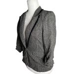 Maurice's Tweed Blazer Jacket Ruffles Small Black Button Lined Scrunch Sleeve Photo 2