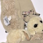 PUPPY AT HEART Winter Scarf Black Brown Plaid Bows Soft Furry Plush Dog Heads. Photo 2