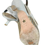 Dior Christian  Nude Chrome Shoes With Crystal On The Side Ribbon Band. Photo 13