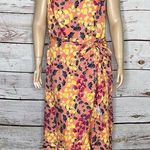 Jessica London Size 26W Pink - Floral Print V-Neckline Dress w/ Tie Belt Photo 0