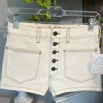 We The Free Free People Denim Jean Shorts New  27 Button Fly High Waist Ivory Photo 0