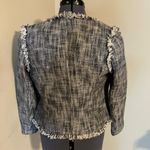 C. Wonder Asymmetric Navy & White Tweed Fringe Jacket Blazer Size: 4 Black Photo 6