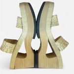 Vintage 90s Y2K L.E.I. Woven Square Toe Cutout Platform Wedge Sandals Size 8 Tan Photo 5