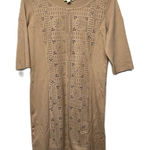 Nurture Boho Midi Suede Geometric Modern Pattern Size Medium Dress Tan Photo 0