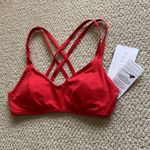Athleta NEW South Swell Bikini Top Size Small Padded Sporty Strappy Red A/C NWT Photo 3