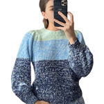 525 America NWT  Blue Green Colorblock Heathered Crewneck Sweater Sz Small Photo 0