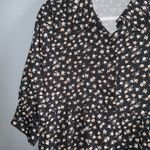 Prairie Midi Short Sleeve Flowy Peach & White Floral Black Button Front Dress L Size L Photo 5