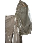 Altar'd State  Metallic Puff Sleeve Square Neck Babydoll Top Women Size Medium Photo 3