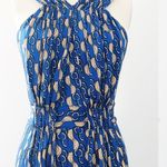 Issa London • Gathered Long Gown maxi dress sleeveless blue rayon jersey chain Size 2 Photo 4