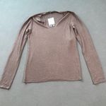 ZARA  Woman Knit Top Blouse Taupe Small Long Sleeve V Neck Basic Casual Cute NWT Photo 0
