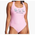 Life is Good X-Large Swimsuit One-Piece Chairs Tie-Back Scoop Neck UPF 50+ Pink Photo 0