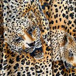 Vintage leopard silk and leather blouse. Gold Size 6 Photo 2