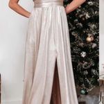 VICI  | Talk Of The Party Metallic Slit Maxi Dress Photo 7