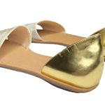 Loeffler Randall new ❁ Sawyer Snakeskin Flat Leather Sandals ❁ Gold Metallic 9.5 Photo 5