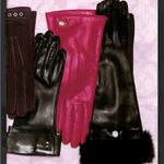 Coach  Vintage Magenta Leather Cashmere Lined Gloves, Sz 7, Y2K Photo 4