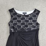 Dress Barn Collection Womens Dress 12 Black Floral Lace Ruched Cocktail Party Photo 6
