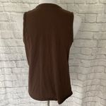 New York And Company New York & Co women M scoopneck to v-cut pleated tank top brown  Photo 8